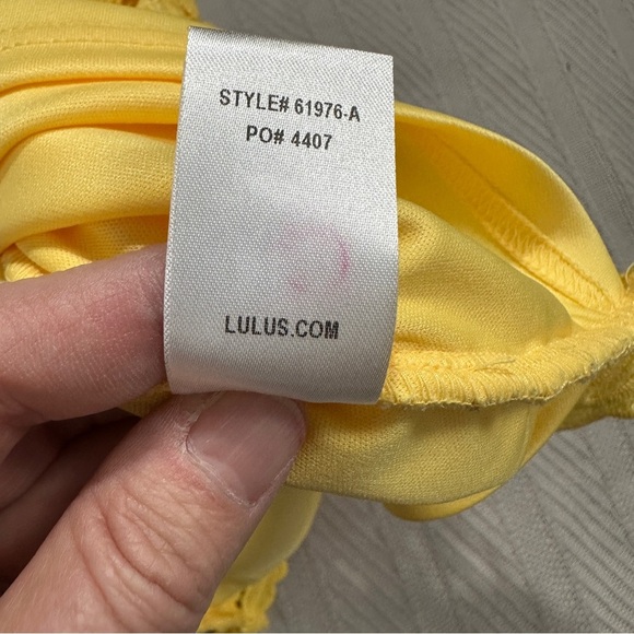 Lulus "Love Poem" mini dress, yellow, spring, summer, lace, no size tag - Picture 9 of 10